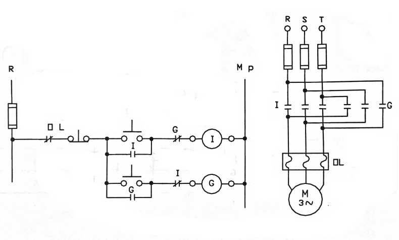 6 asenkron motorun iki yönde elektriksel kilitlemeli devir yönü değiştirme