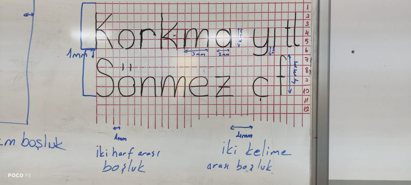Norm Yazı Harf ve Kelime Boşlukları Yakın Çekim