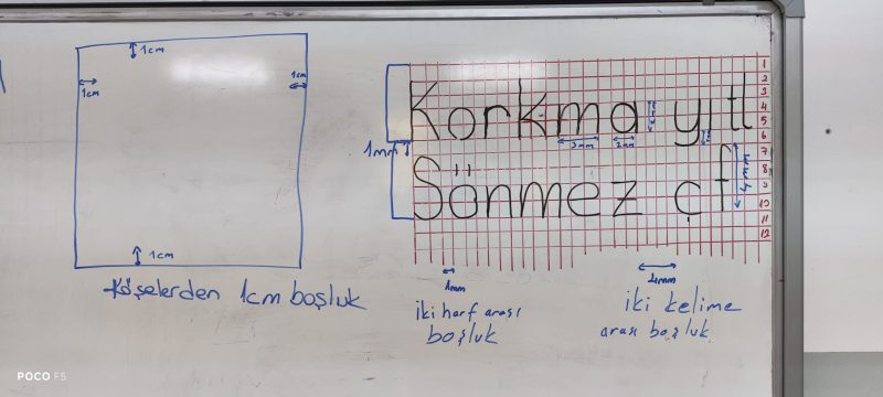 Tahtada Norm Yazı Şablonu ve Sayfa Çerçevesi