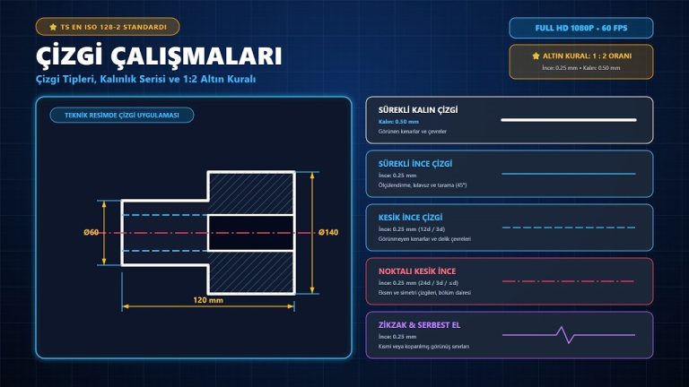TS EN ISO 128-2 Çizgi Çalışmaları Temrini